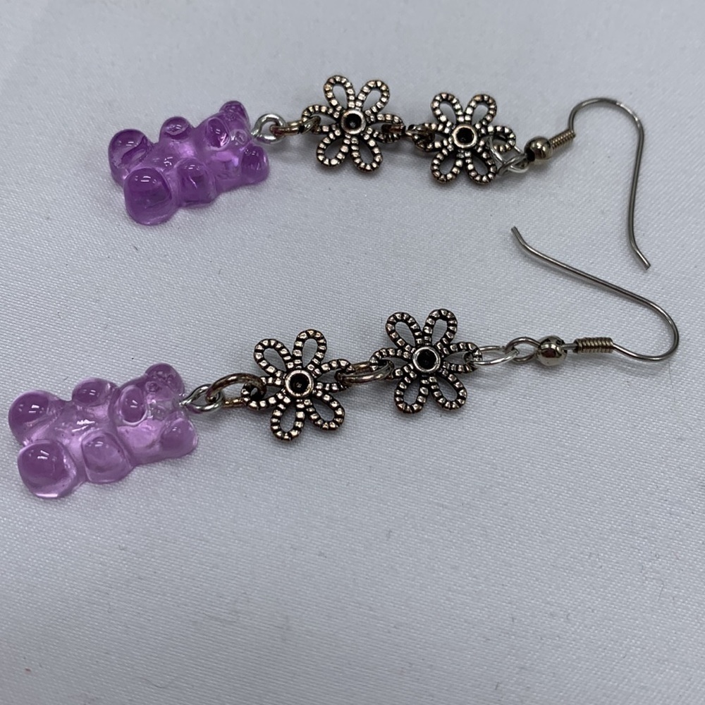 Purple Gummy Bear Earrings - Picture 3 of 4